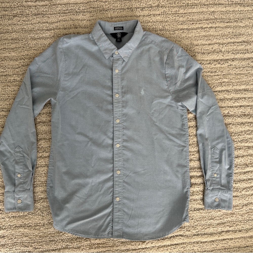 Men’s Volcom “True To This” Light Blue Button Up Shirt, Sz S